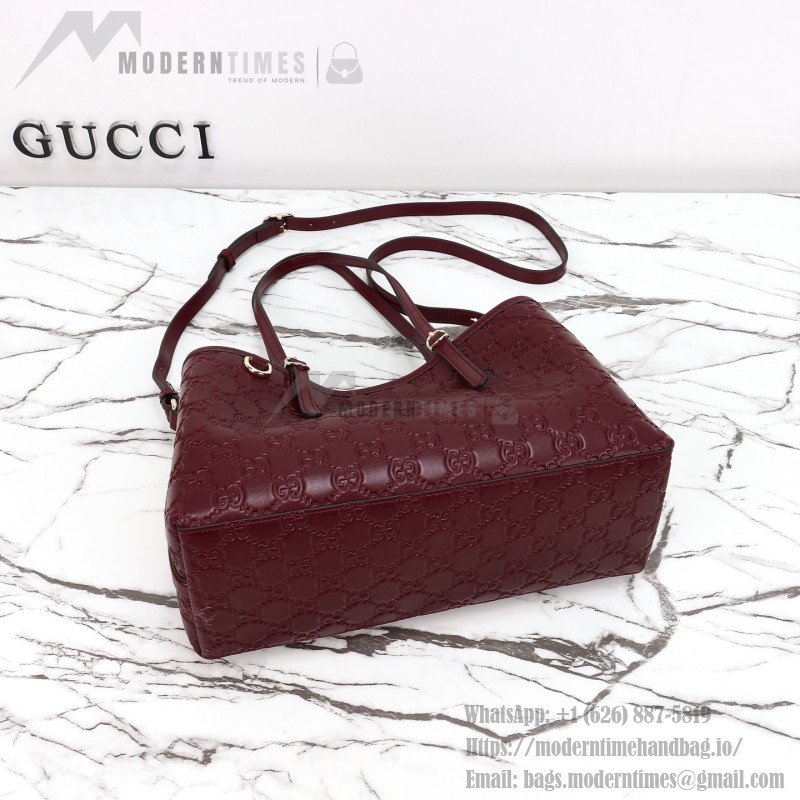 Gucci 815214 Red Embossed Leather Shoulder Bag Original Leather
