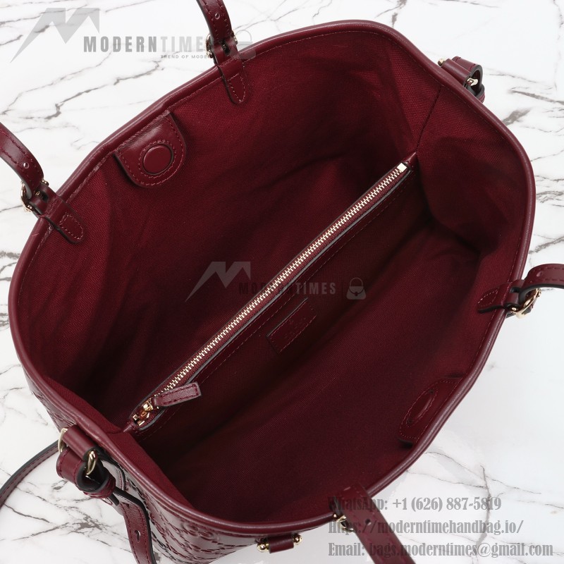 Gucci 815214 Red Embossed Leather Shoulder Bag Original Leather