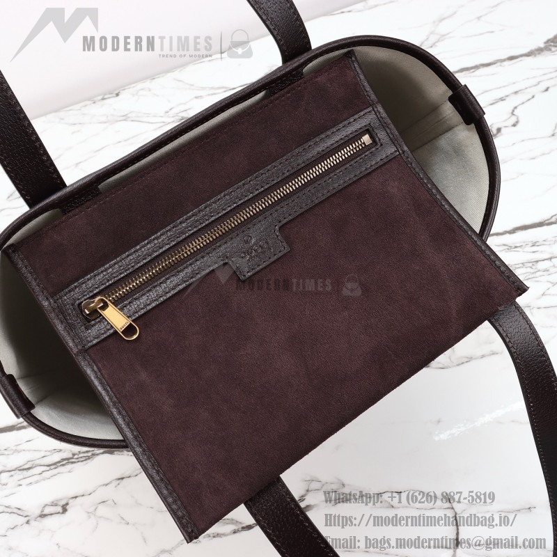 Gucci 834465 Matte Leather Tote Bag Gray Green Burgundy Original Leather