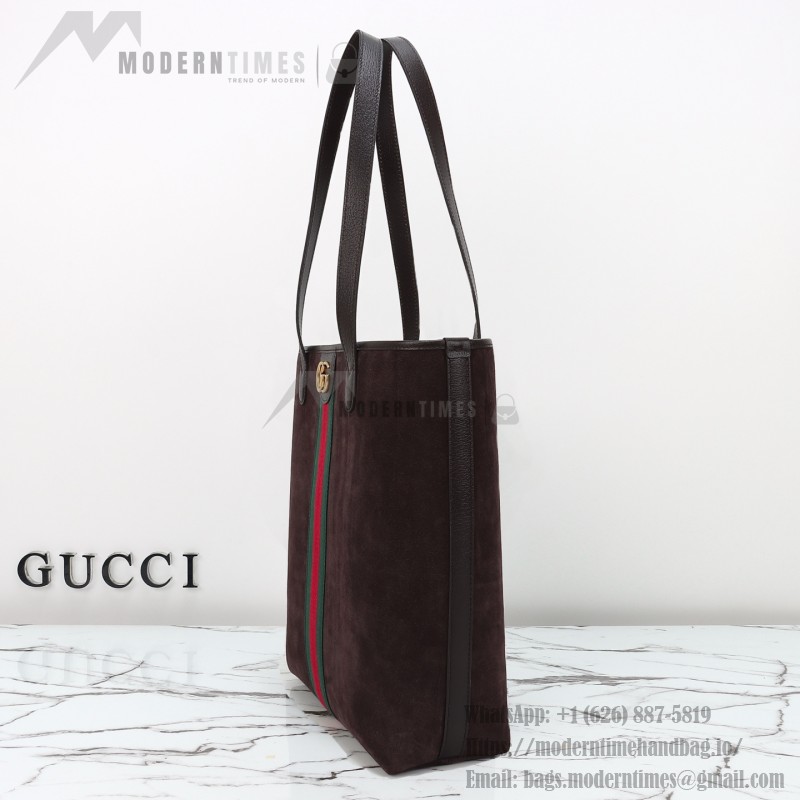 Gucci 834465 Matte Leather Tote Bag Gray Green Burgundy Original Leather