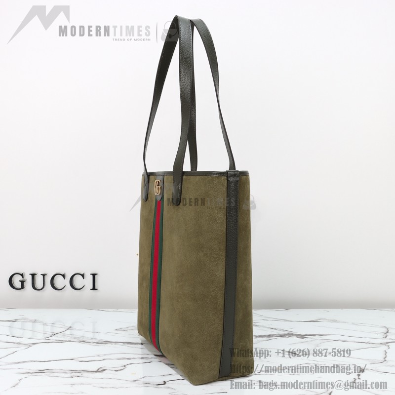 Gucci 834465 Matte Leather Tote Bag Gray Green Burgundy Original Leather