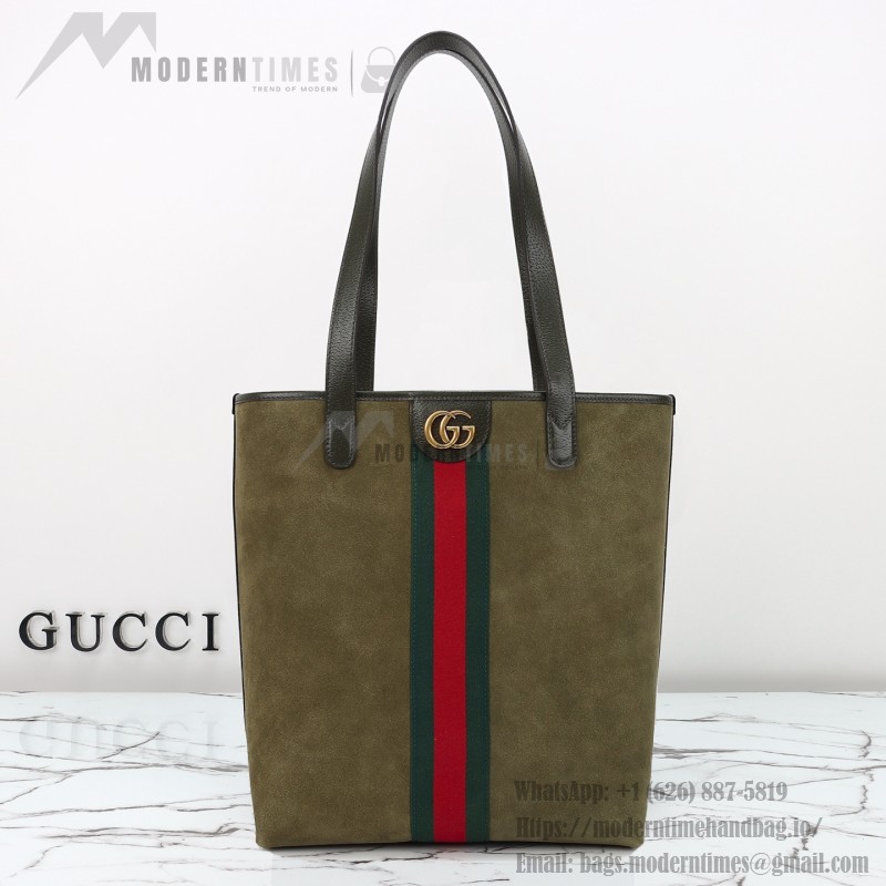 Gucci 834465 Matte Leather Tote Bag Gray Green Burgundy Original Leather