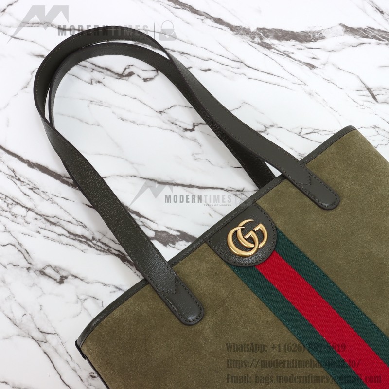 Gucci 834465 Matte Leather Tote Bag Gray Green Burgundy Original Leather