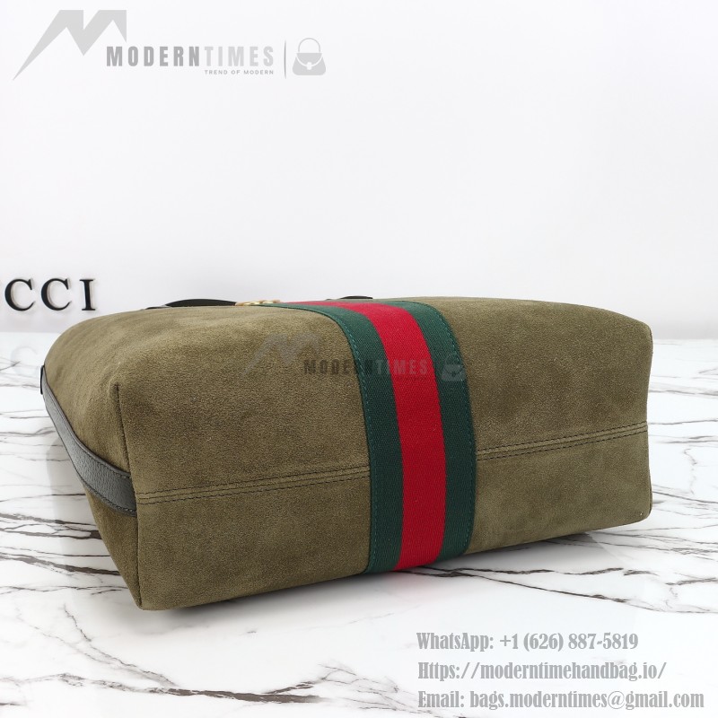 Gucci 834465 Matte Leather Tote Bag Gray Green Burgundy Original Leather