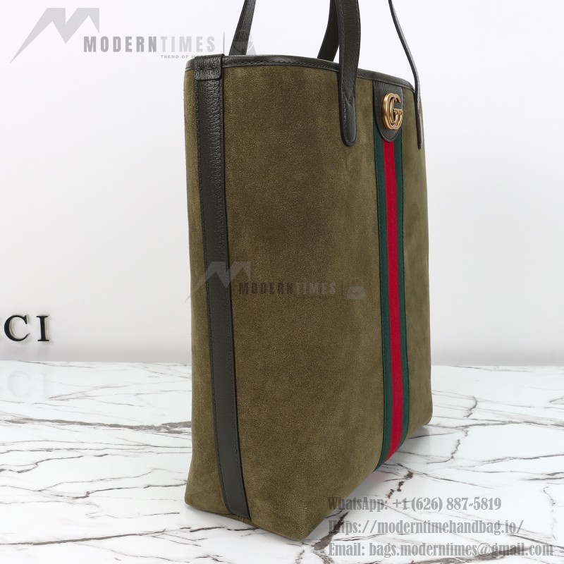 Gucci 834465 Matte Leather Tote Bag Gray Green Burgundy Original Leather