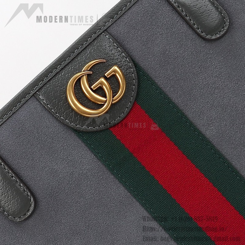 Gucci 834465 Matte Leather Tote Bag Gray Green Burgundy Original Leather