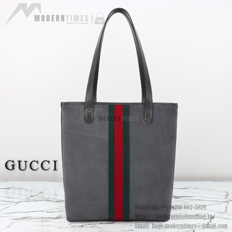 Gucci 834465 Matte Leather Tote Bag Gray Green Burgundy Original Leather