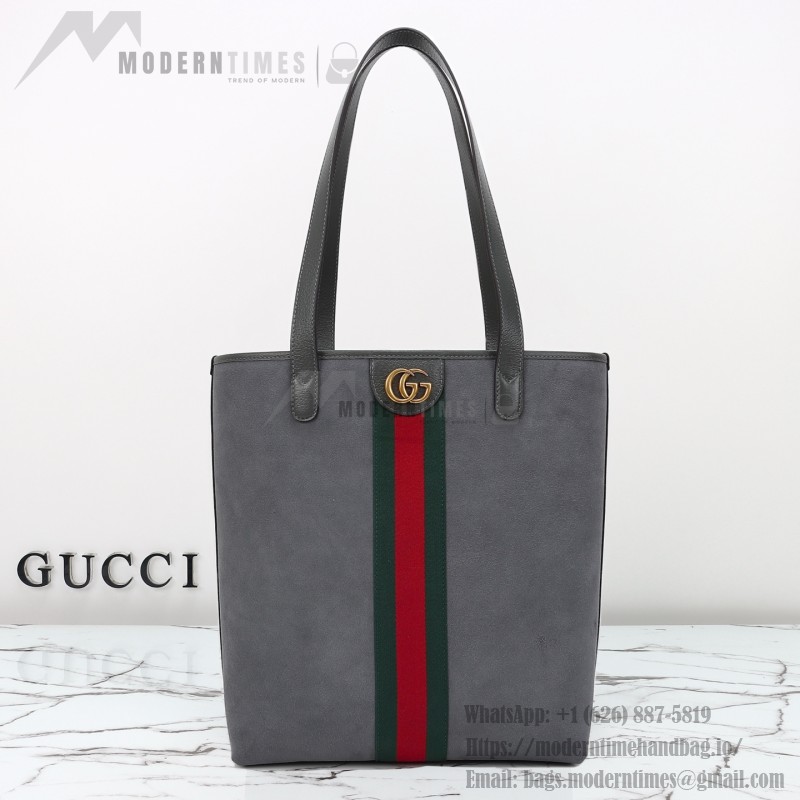 Gucci 834465 Matte Leather Tote Bag Gray Green Burgundy Original Leather
