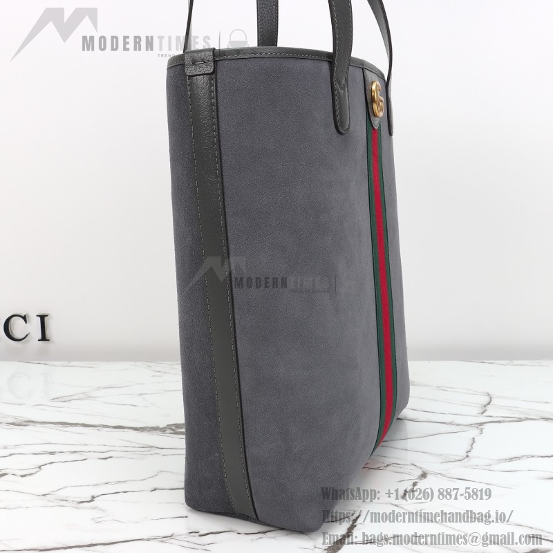 Gucci 834465 Matte Leather Tote Bag Gray Green Burgundy Original Leather