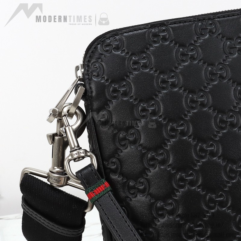 Gucci 850214 Black GG Embossed Leather Handbag Original Leather