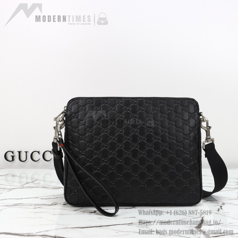 Gucci 850214 Black GG Embossed Leather Handbag Original Leather