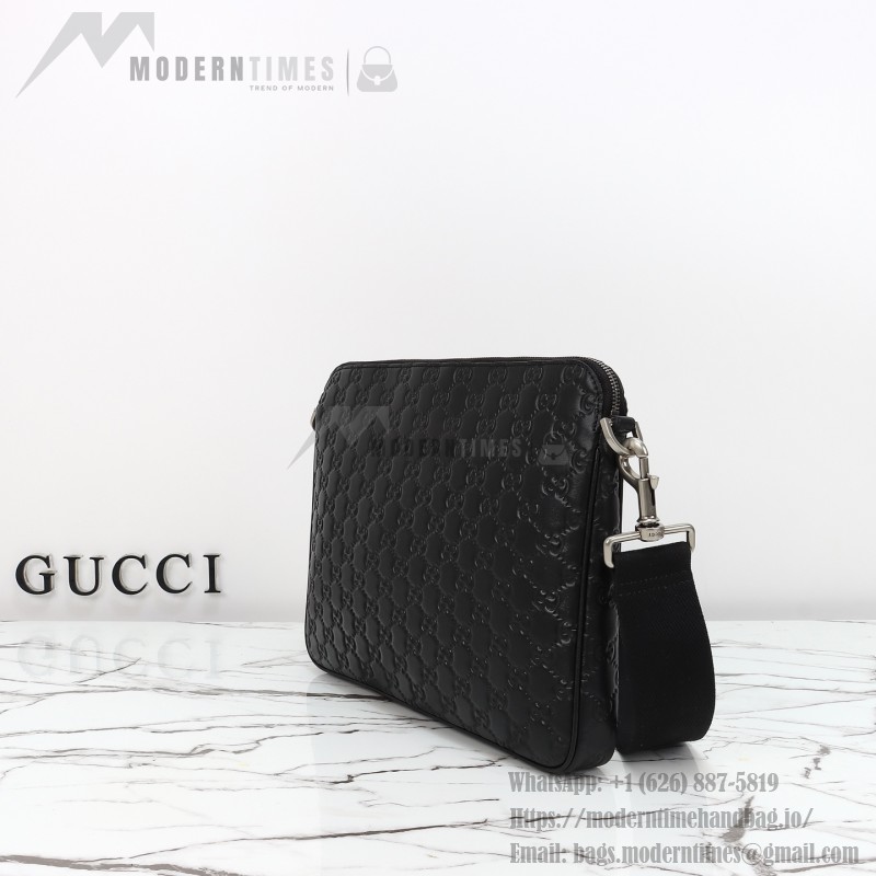 Gucci 850214 Black GG Embossed Leather Handbag Original Leather