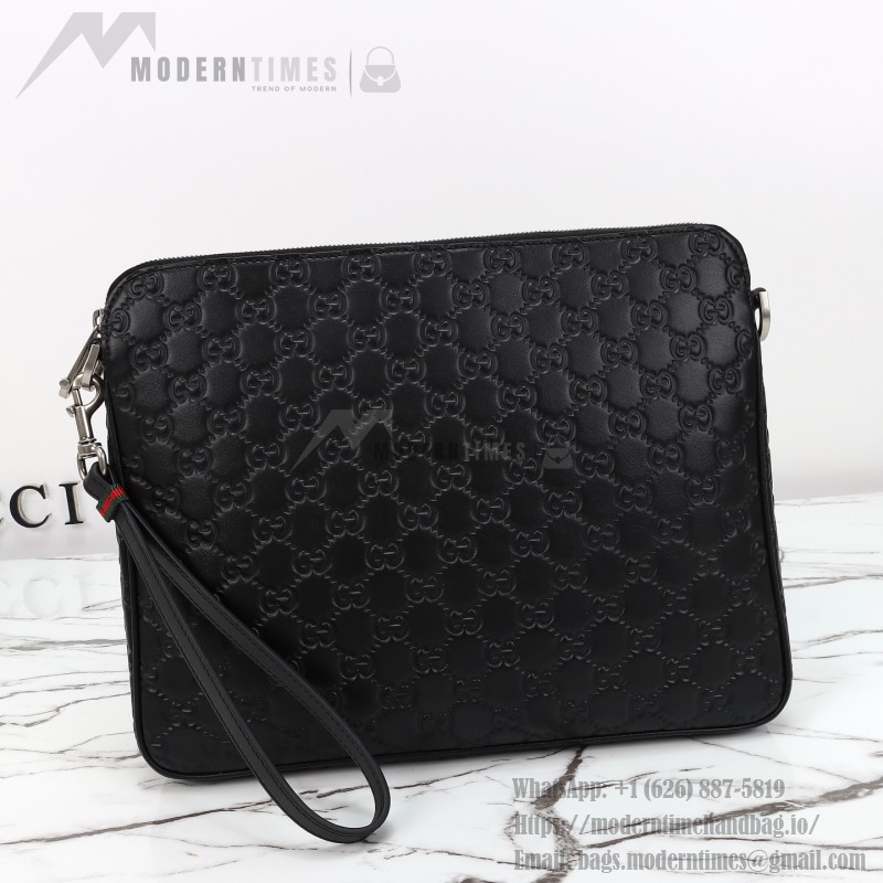 Gucci 850214 Black GG Embossed Leather Handbag Original Leather