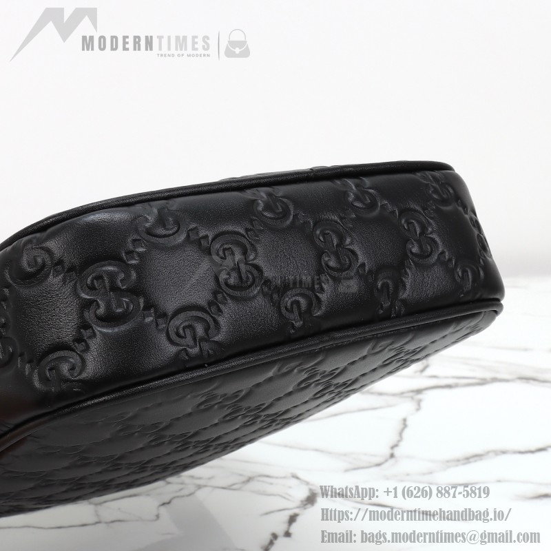 Gucci 850242 Black Embossed Leather Shoulder Bag