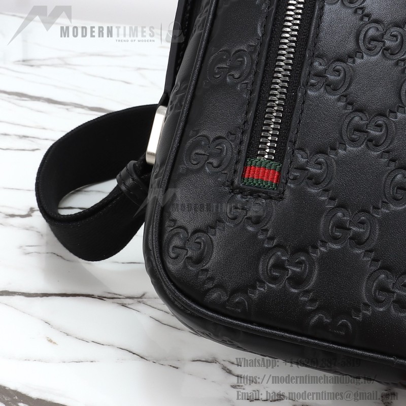 Gucci 850242 Black Embossed Leather Shoulder Bag