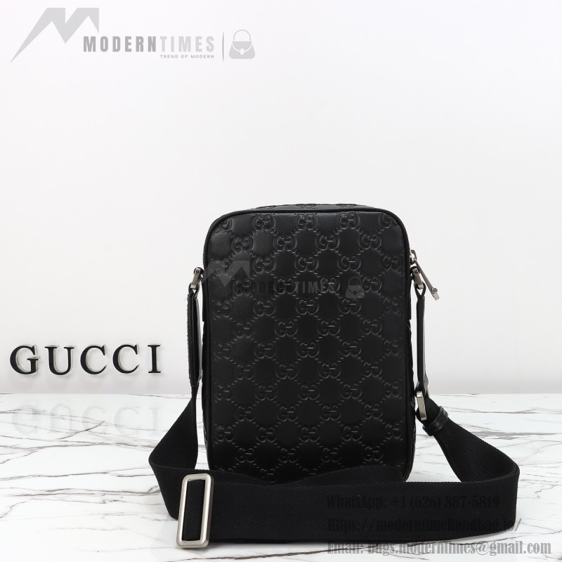 Gucci 850242 Black Embossed Leather Shoulder Bag