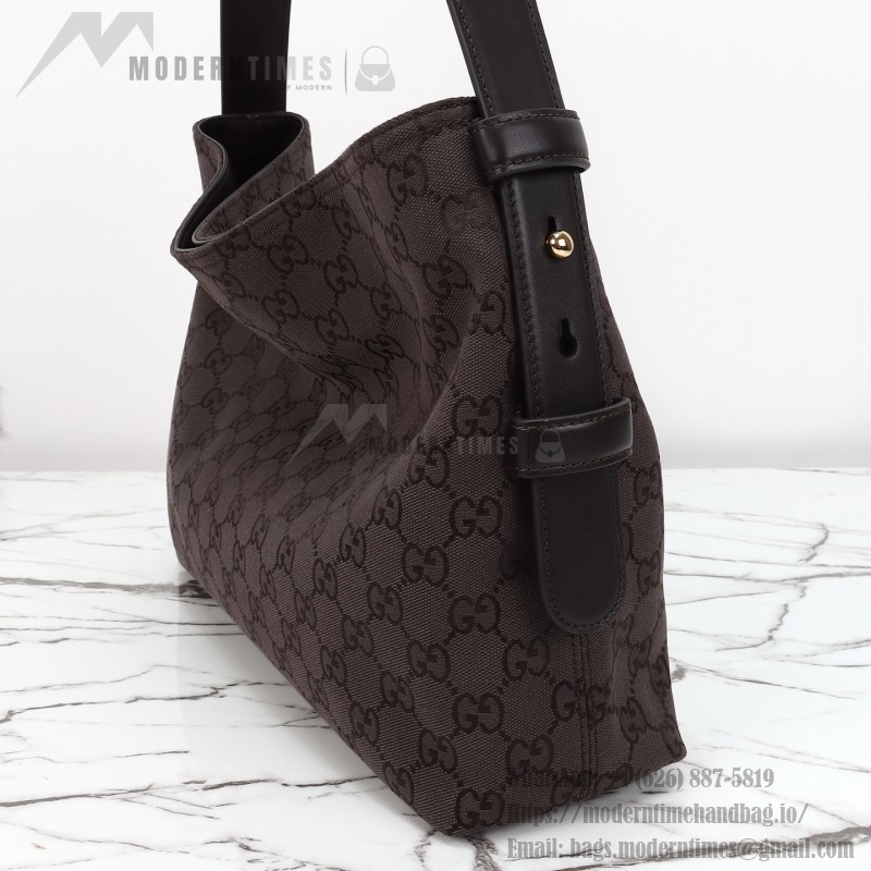 Gucci Brown Canvas Tote with Gray-Green and White Leather – Model 850926 / 850546
