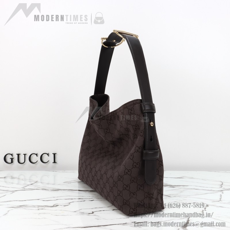 Gucci Brown Canvas Tote with Gray-Green and White Leather – Model 850926 / 850546