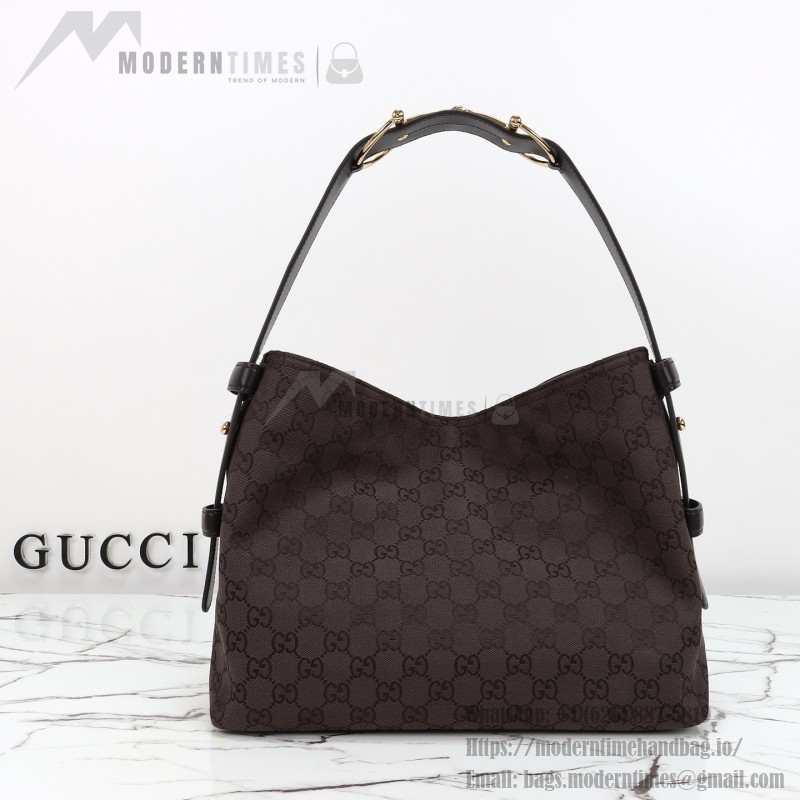 Gucci Brown Canvas Tote with Gray-Green and White Leather – Model 850926 / 850546