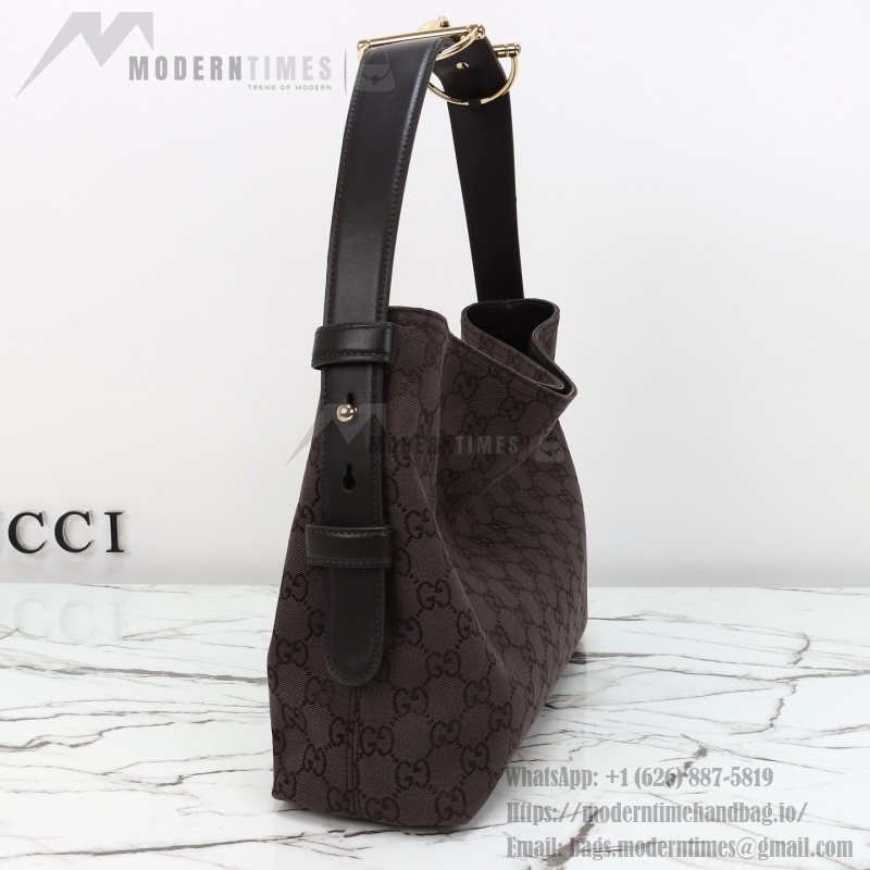 Gucci Brown Canvas Tote with Gray-Green and White Leather – Model 850926 / 850546