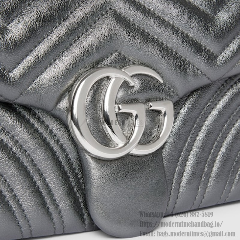 Gucci Silver and Black-Silver Leather Shoulder Bag – Models 837280 / 854863