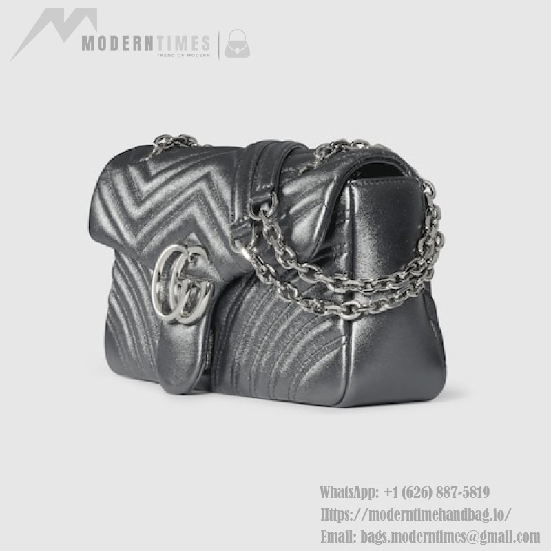 Gucci Silver and Black-Silver Leather Shoulder Bag – Models 837280 / 854863