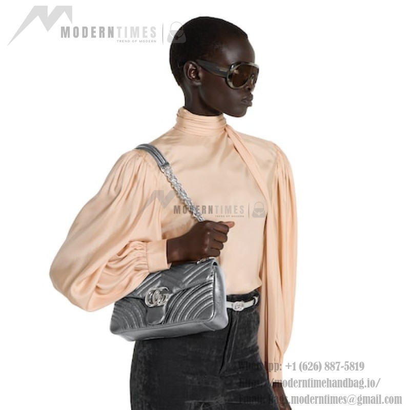 Gucci Silver and Black-Silver Leather Shoulder Bag – Models 837280 / 854863