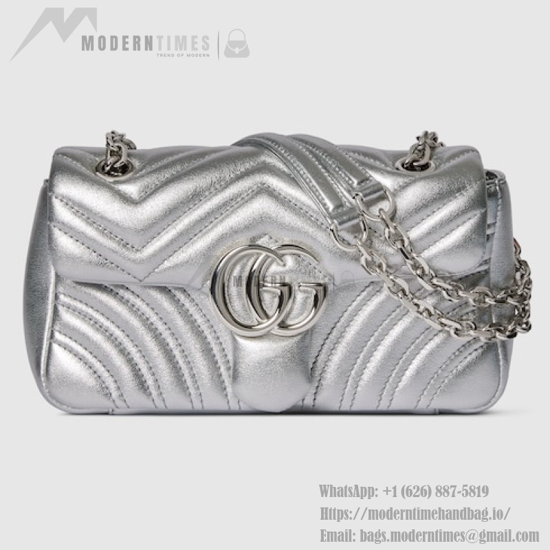 Gucci Silver and Black-Silver Leather Shoulder Bag – Models 837280 / 854863