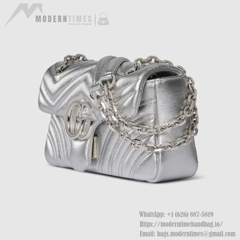 Gucci Silver and Black-Silver Leather Shoulder Bag – Models 837280 / 854863