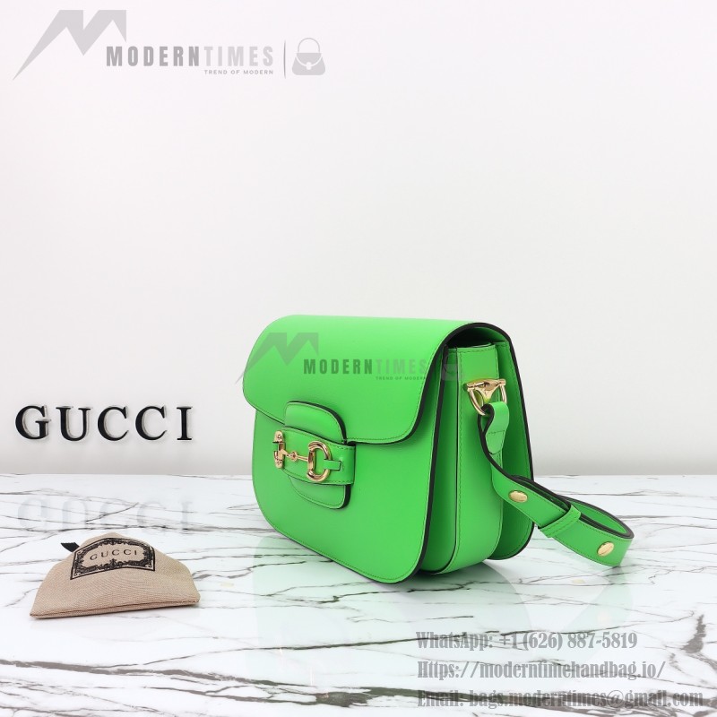 Gucci 602204 White Leather Shoulder Bag with Red and Green Accents