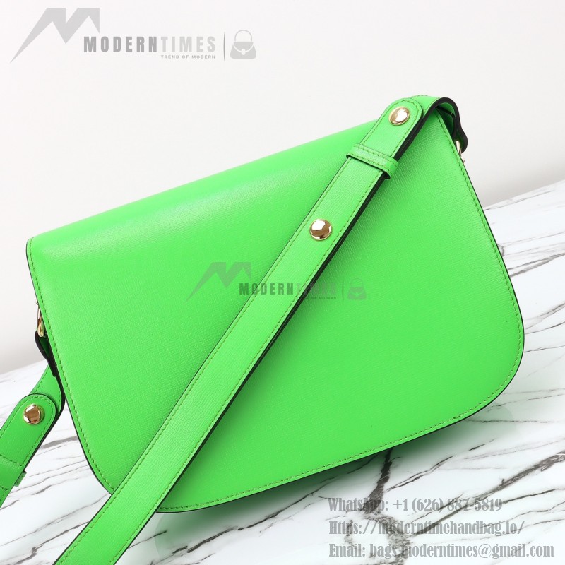 Gucci 602204 White Leather Shoulder Bag with Red and Green Accents