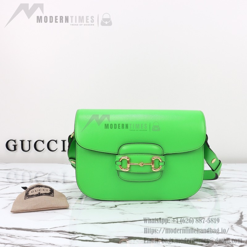 Gucci 602204 White Leather Shoulder Bag with Red and Green Accents