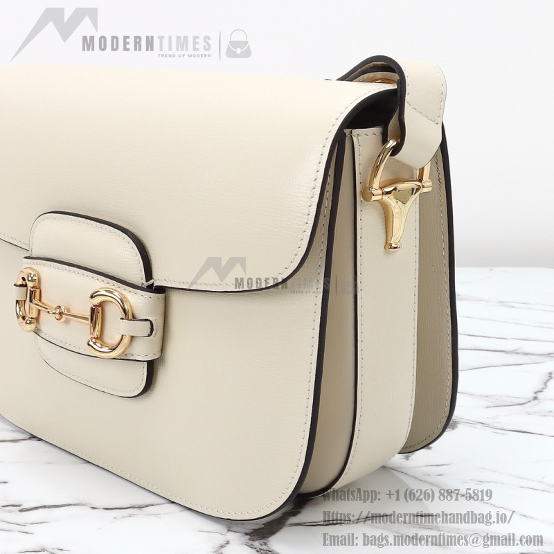 Gucci 602204 White Leather Shoulder Bag with Red and Green Accents