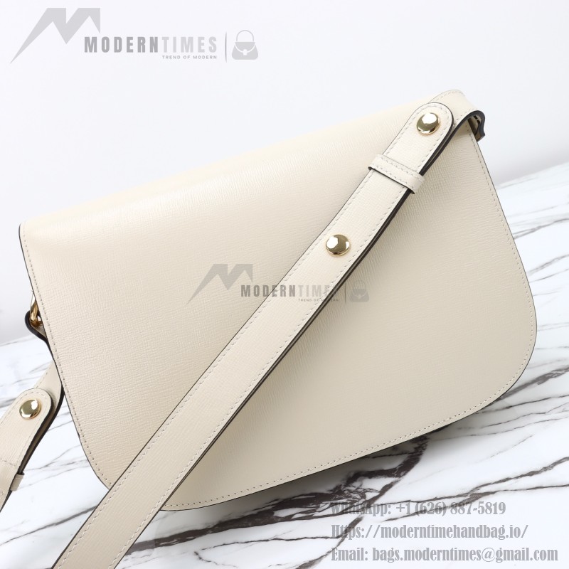 Gucci 602204 White Leather Shoulder Bag with Red and Green Accents