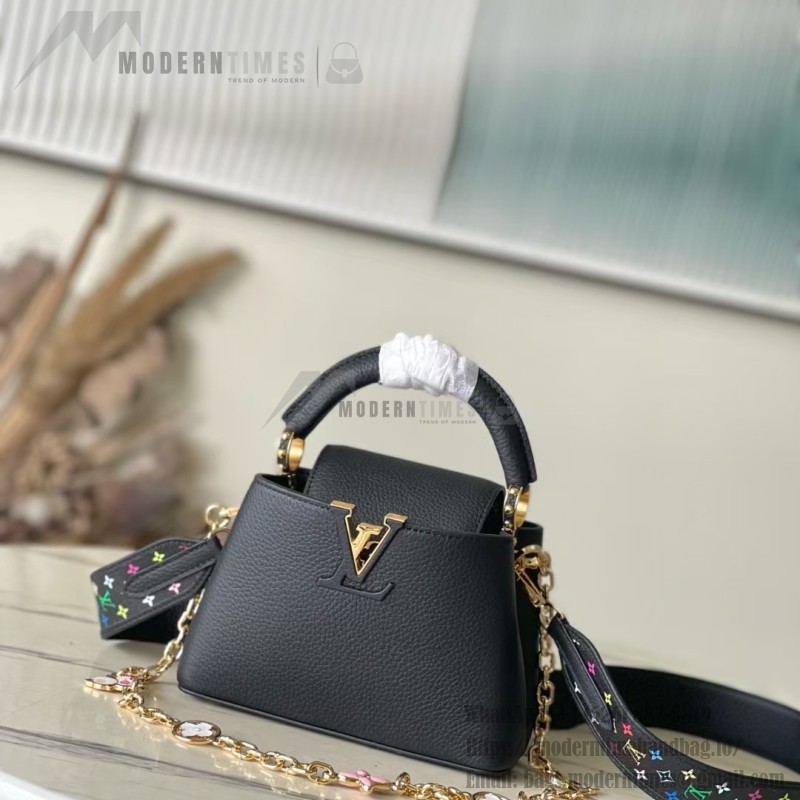 Louis Vuitton Capucines M13878 Murakami Panda Black Multicolor Handbag