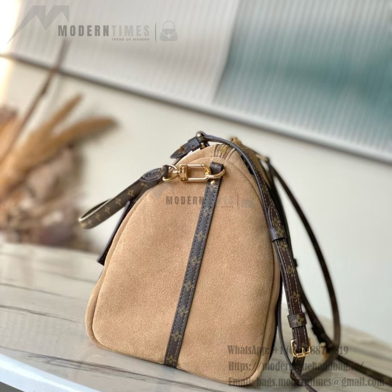 Louis Vuitton Express Medium M26358 Brown Suede Leather Handbag