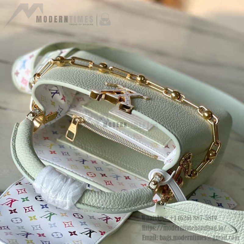 Louis Vuitton × Murakami Capucines M13253 Light Green Off-White Tri-Color Limited Edition – Premium Replica