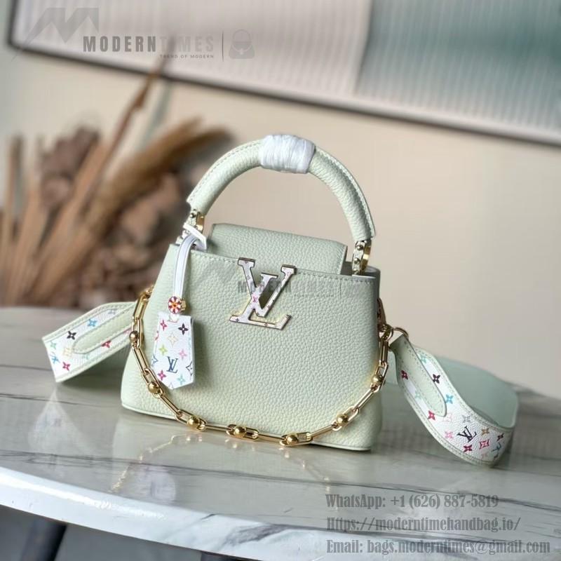 Louis Vuitton × Murakami Capucines M13253 Light Green Off-White Tri-Color Limited Edition – Premium Replica
