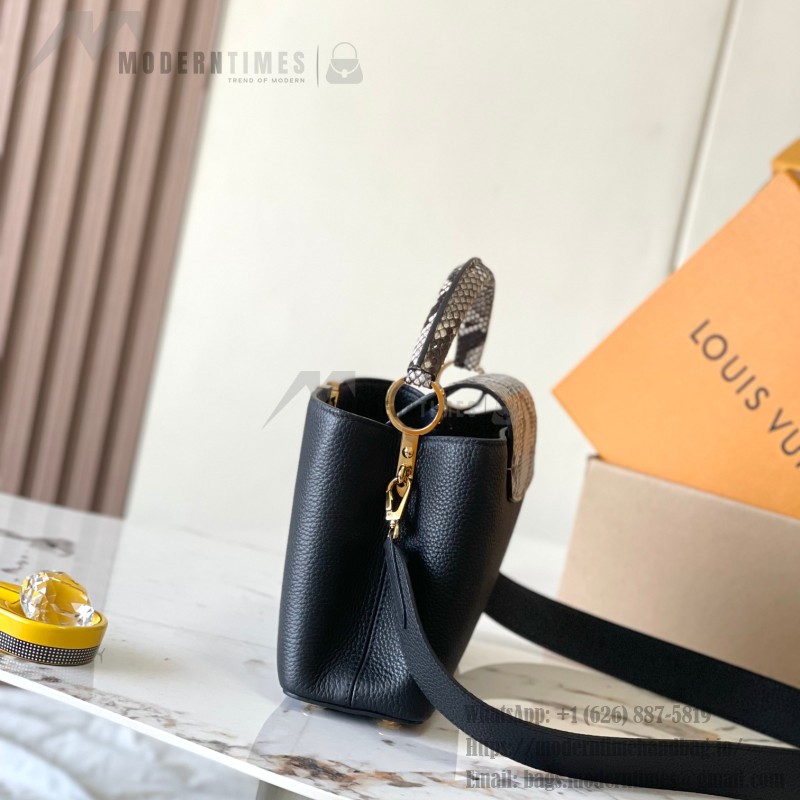 Louis Vuitton Capucines BB M81408 Black Python Dynamic Chip Leather Bag