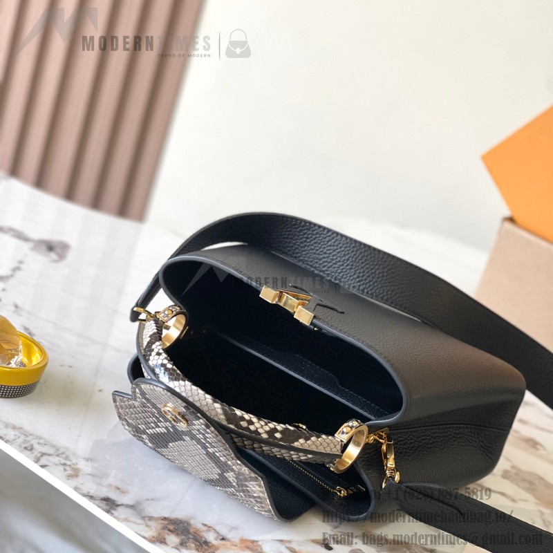 Louis Vuitton Capucines BB M81408 Black Python Dynamic Chip Leather Bag