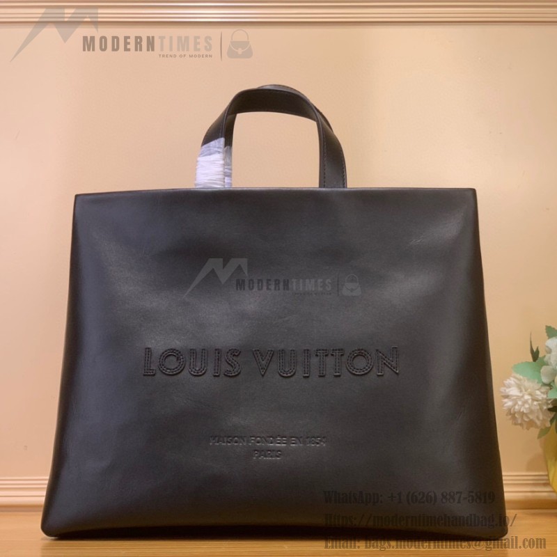 Louis Vuitton Shopper Medium Handbag M13979 Black Leather
