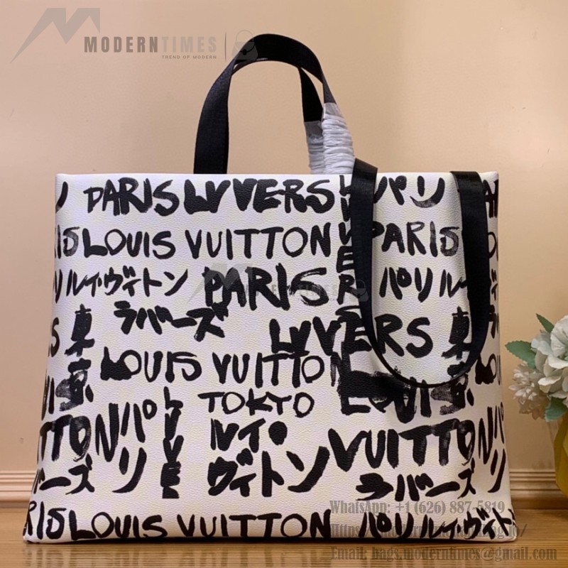 Louis Vuitton Shopper Tote Medium N40797 Graffiti White Damier Canvas