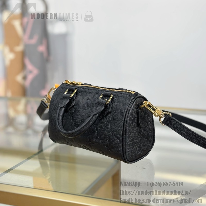 Louis Vuitton Nano Speedy M82450 Black MB Chip Replica Handbag