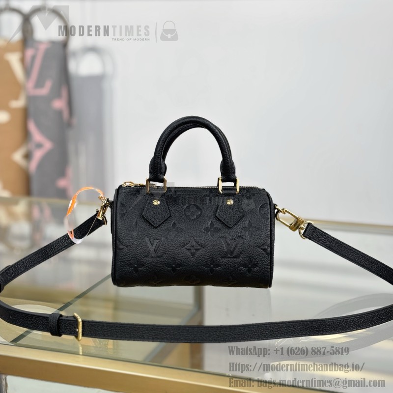 Louis Vuitton Nano Speedy M82450 Black MB Chip Replica Handbag