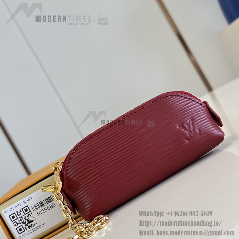 Louis Vuitton Lipstick Mini Cosmetic Pouch Monogram Canvas with Chain