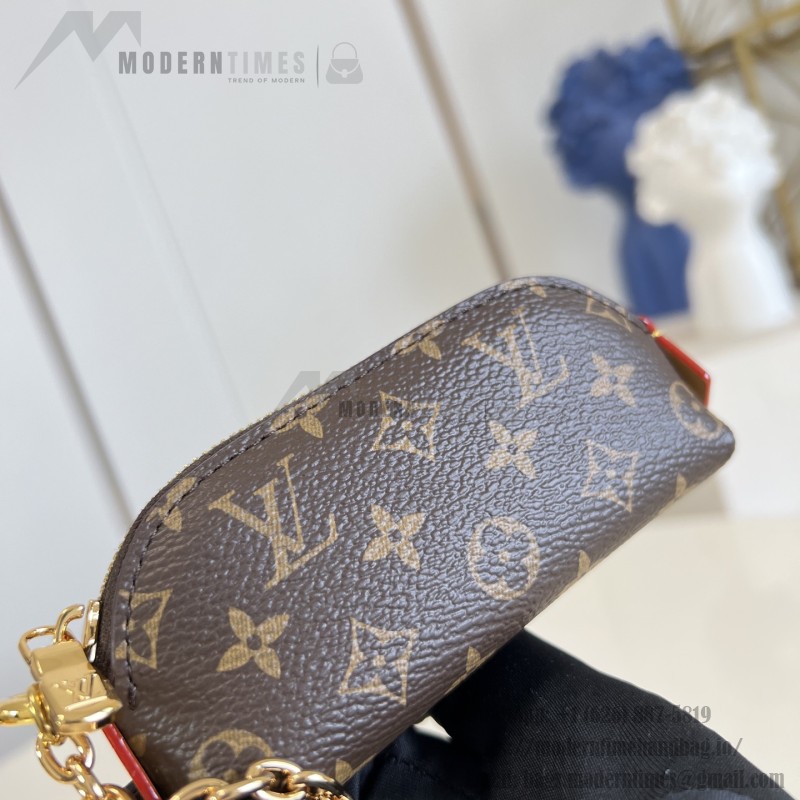 Louis Vuitton Lipstick Mini Cosmetic Pouch Monogram Canvas with Chain