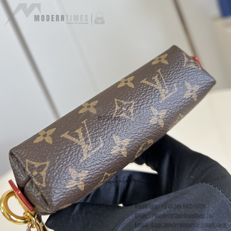 Louis Vuitton Lipstick Mini Cosmetic Pouch Monogram Canvas with Chain