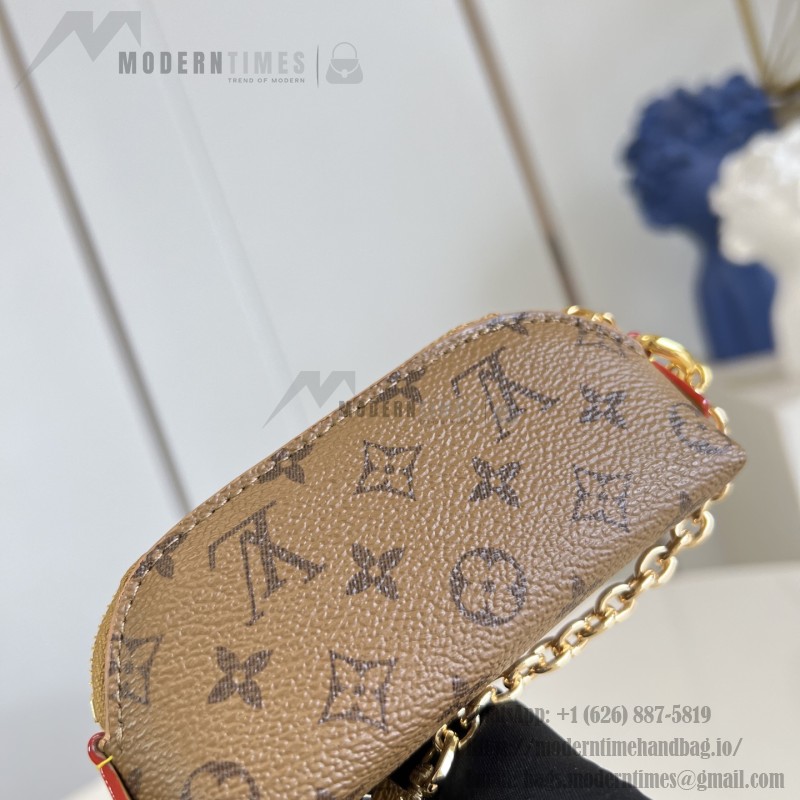 Louis Vuitton Lipstick Mini Cosmetic Pouch Monogram Canvas with Chain