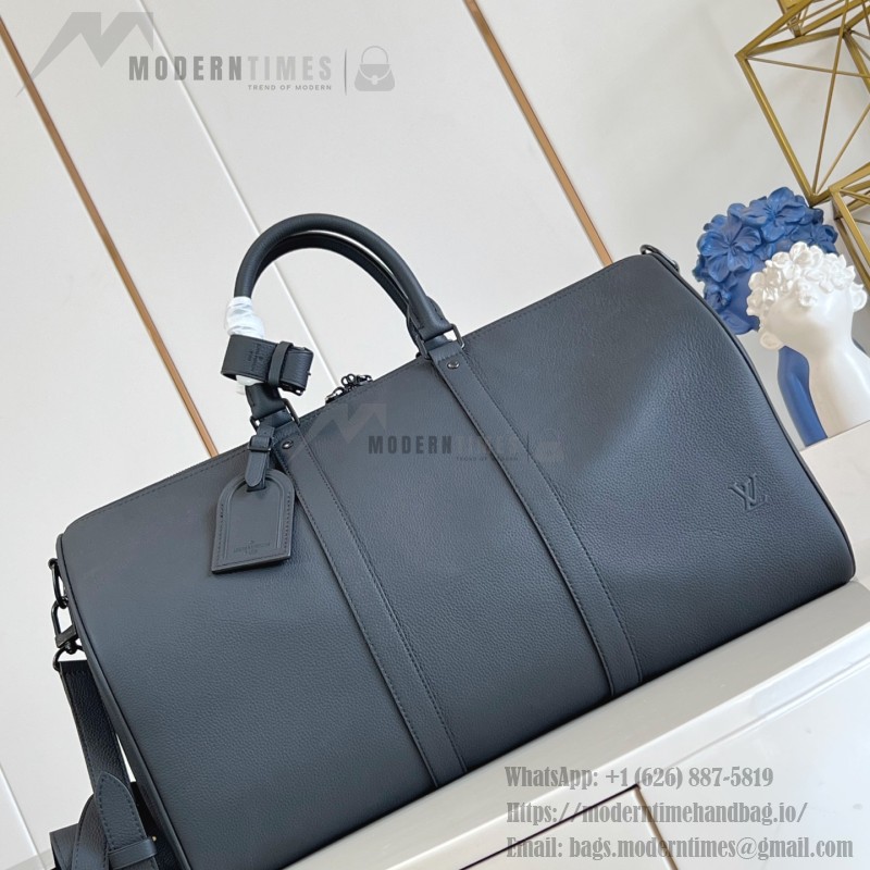 Louis Vuitton Keepall Bandoulière 50 replica travel bag in waxed calfskin leather
