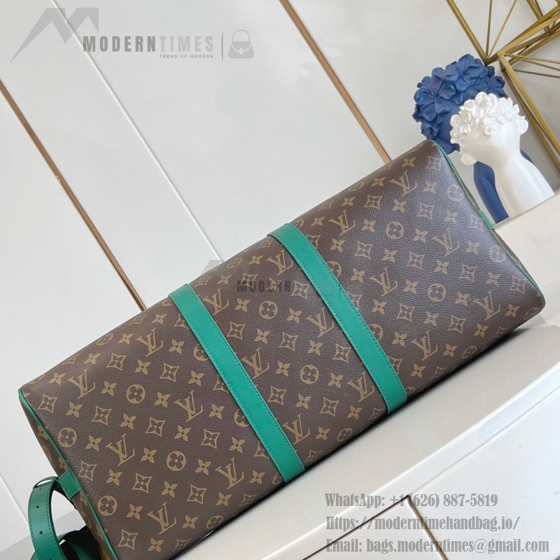 Louis Vuitton Keepall Bandoulière 45 replica in Monogram Eclipse canvas deep green